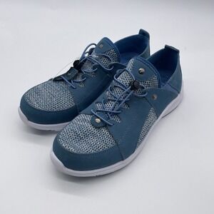 Pandere Womens Bali Expandable Blue ‎ Leather Pain Relief Sneaker Shoes Size 11